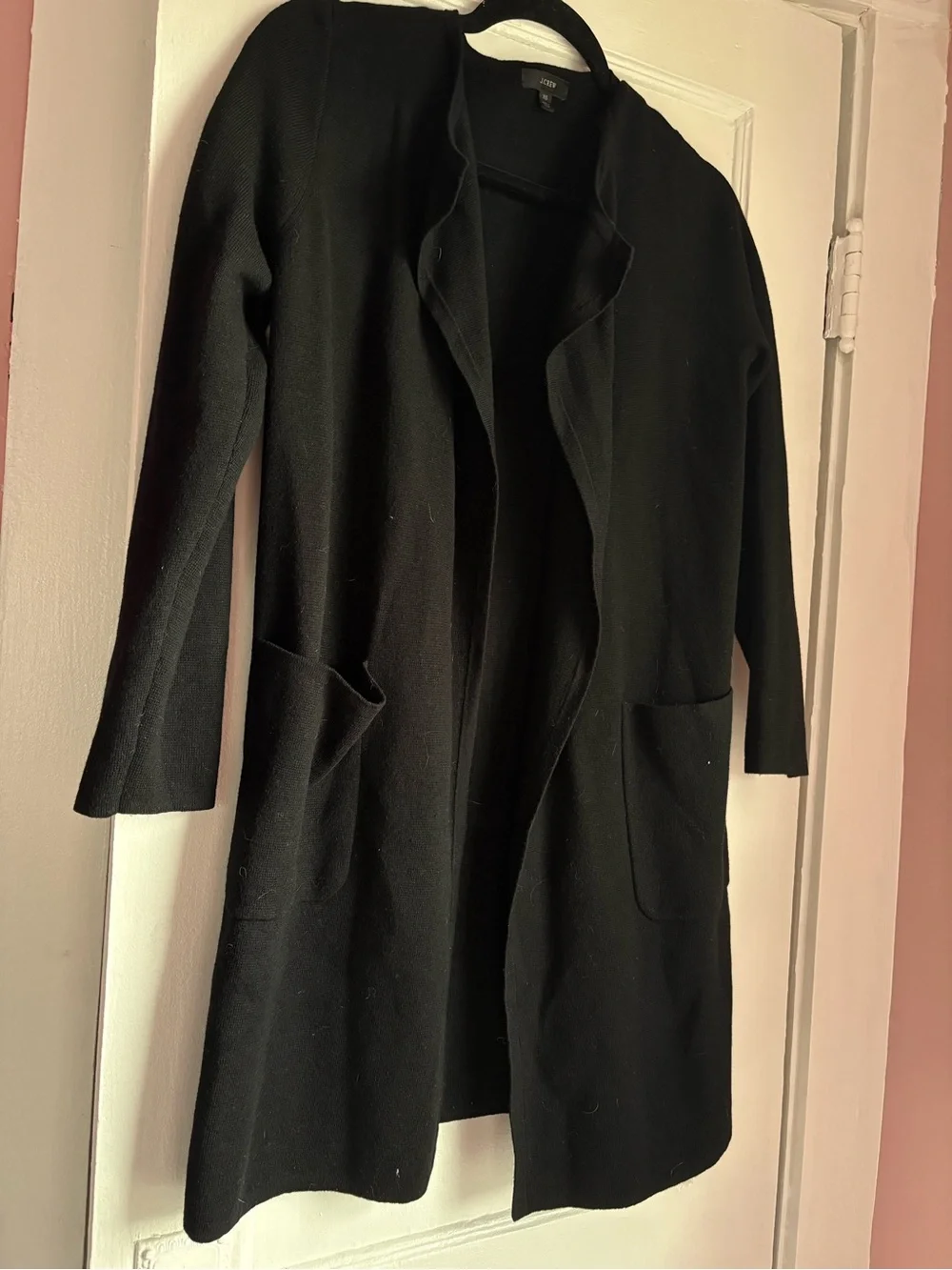 J.Crew Juliette Merino Wool Blend Sweater-Blazer Black XS Collarless Knit Jacket